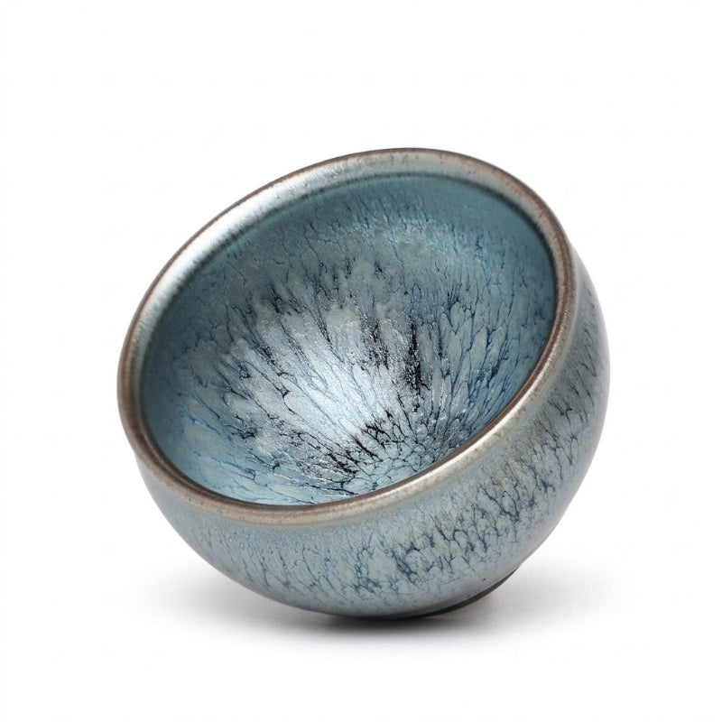 Blue Baihua Chrysanthemum General Tenmoku Tea Cup – Handmade 1