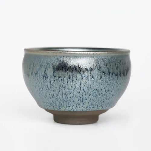 Blue Baihua Chrysanthemum General Tenmoku Tea Cup – Handmade 2