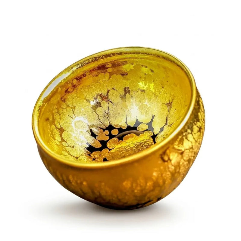 Gold Oil Spot Convergent-Mouth Tenmoku Tea Cup – Handmade 1