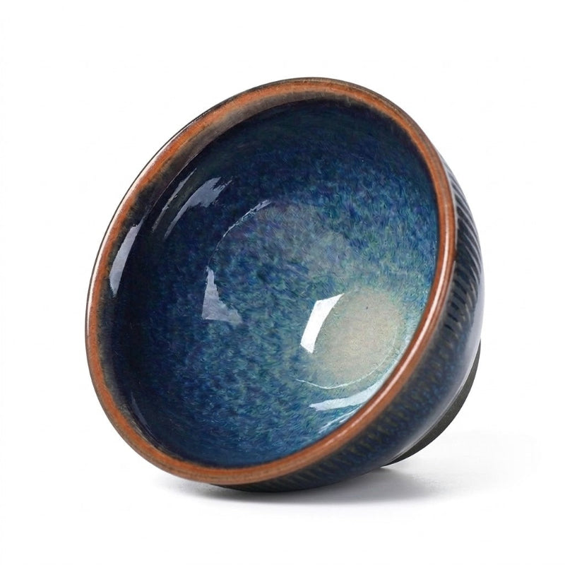 Handmade Sapphire Blue Flared-Mouth Tenmoku Master Tea Cup 1