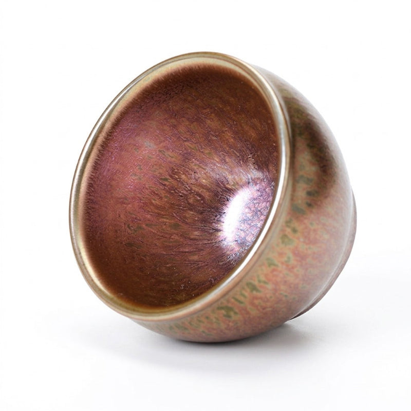 Iridescent Rainbow Convergent Mouth Tenmoku Tea Cup – Handmade 1