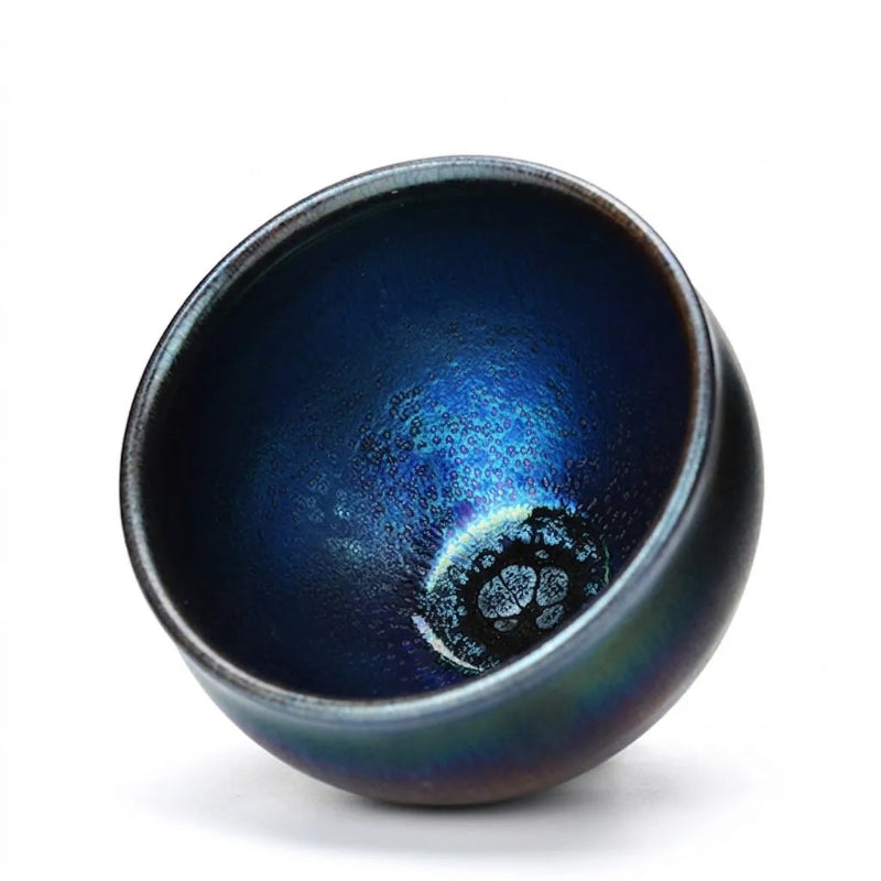 Iridescent Starry Sky Yaobian Convergent Mouth Tenmoku Tea Cup 1