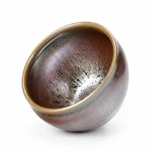 Seven-Color Auspicious Cloud Convergent Mouth Tenmoku Tea Cup 1