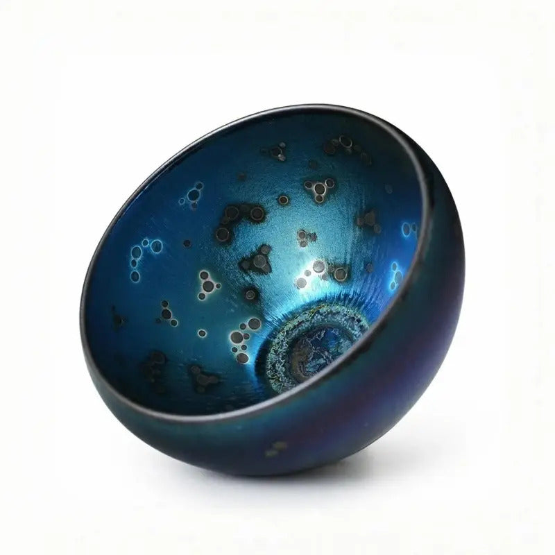 Shining Blue Planet Convergent-Mouth Tenmoku Master Tea Cup 1
