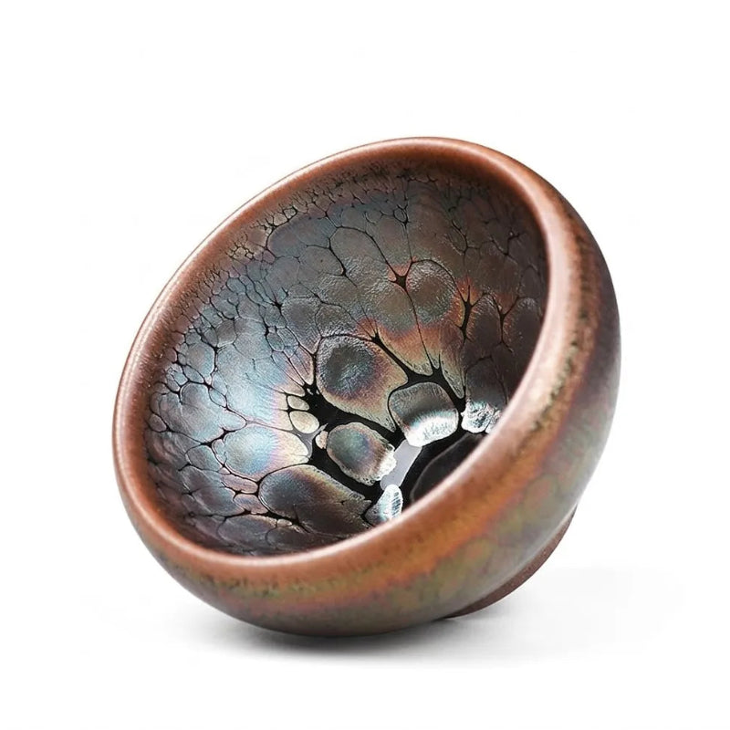 Violet Gold Magnolia Oil Spot Tenmoku Tea Cup – Handmade 1